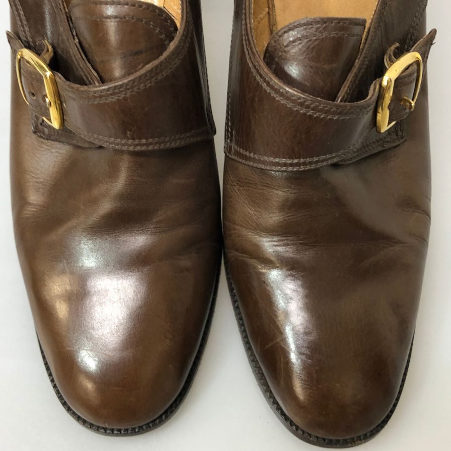 タニノクリスチー ヒールパンプス モンクストラップ ブラウン ゴールド金具 レディース サイズ37B TANINO CRISCI 約24.0cm【AFC31】