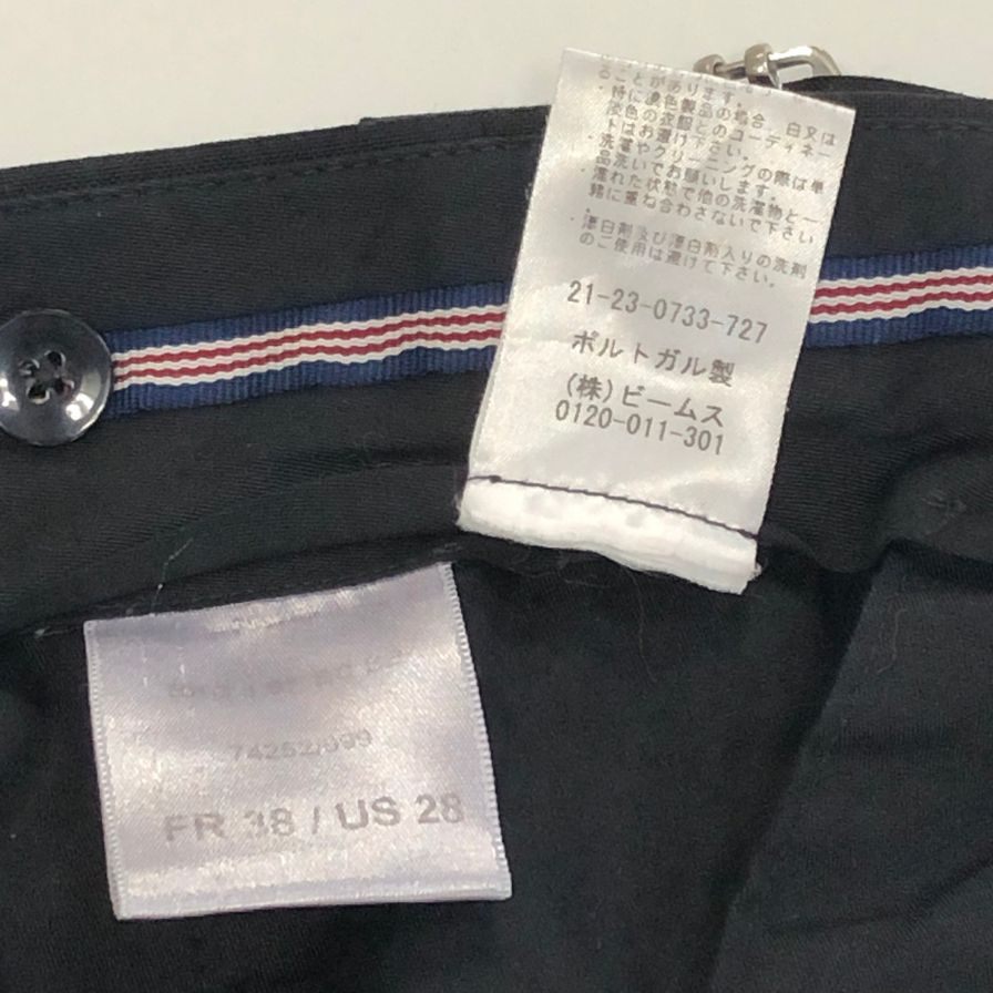 ベルナールザンス ×ビームス ウール混合 スラックス  パンツ メンズサイズ US28  ブラック BERNARD ZINS × BEAMS 【AFB30】