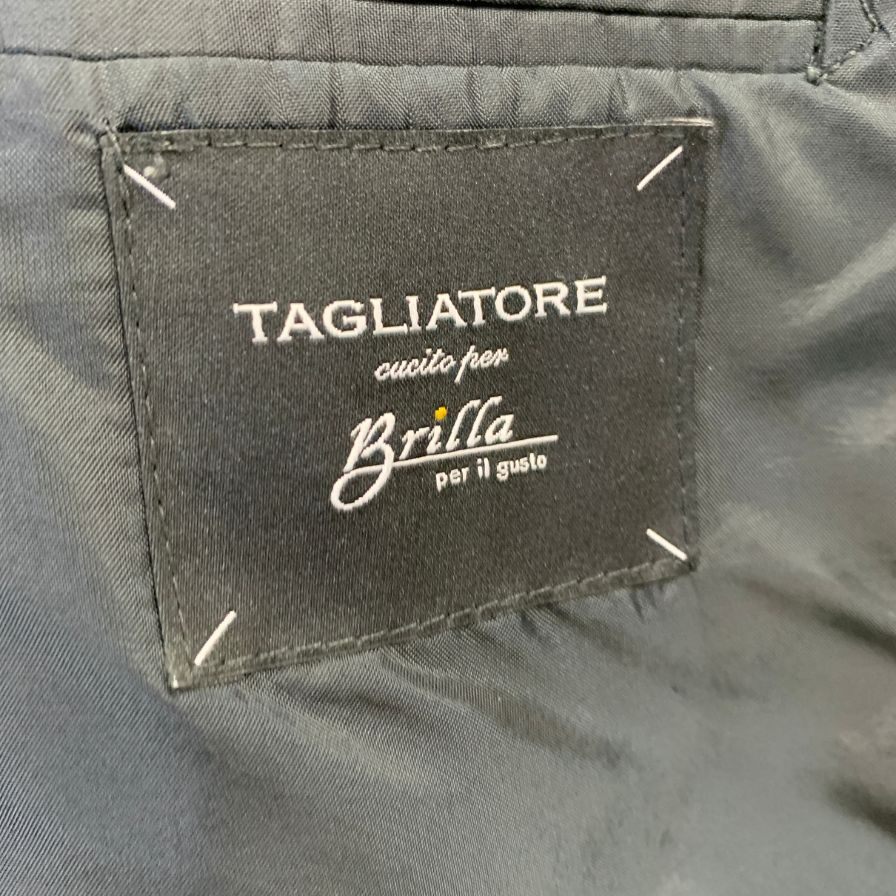 中古◆タリアトーレ ビームス別注 ブリッラ ペル イル グスト テーラードジャケット 6B ダブル リネン混 ブラック メンズ サイズ42 Tagliatore Beams Brilla per il gusto 【AFA2】