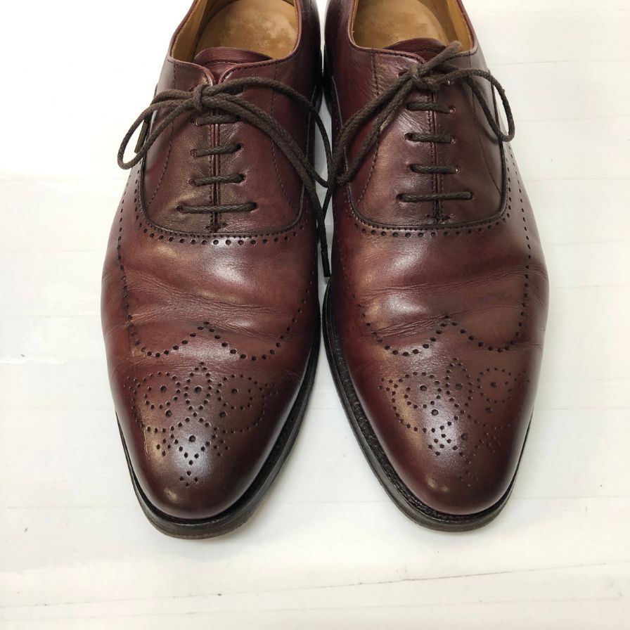 クロケット&ジョーンズ 6105 ウェイブリッジ ウイングチップ カーフ バーガンディ UK5.5E 360ラスト メンズ CROCKETT&JONES WEYBRIDGE ビジネスシューズ 約24.5cm【LA】【中古】
