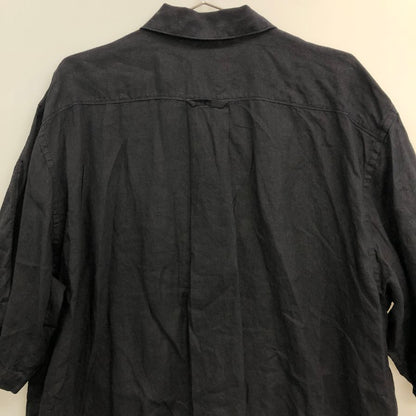 美品◆アントス スキッパー シャツ プルオーバー 半袖 リネン100% MADE IN JAPAN メンズ サイズ2 ブラック ANTOS. TOKYO 【AFB46】