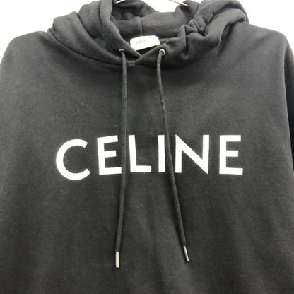 美品◆セリーヌ パーカー フロントロゴ  フーディー スウェット ブラック メンズ サイズXL CELINE 【AFF22】