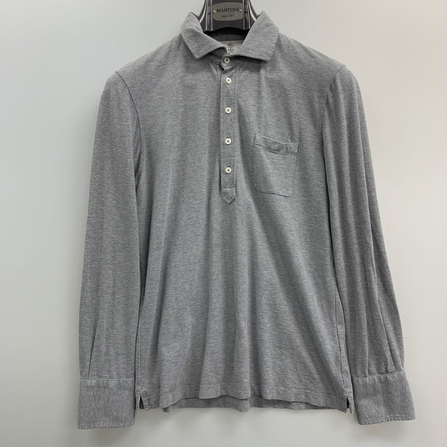 中古◆ブルネロクチネリ 長袖トップス スリムフィット ストレッチコットン メンズ サイズM グレー Brunello Cucinelli 【AFB35】