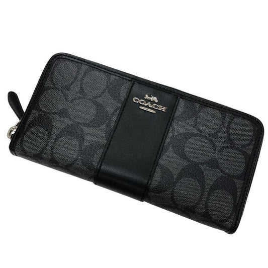 コーチ 長財布 シグニチャー ラウンドジップ ブラック メンズ COACH【AFI6】