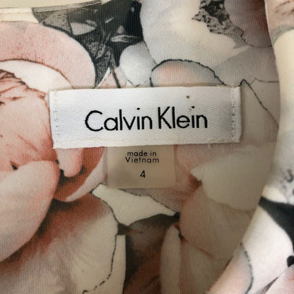 極美品◆カルバンクライン ワンピース ノースリーブ 花柄 マルチカラー サイズ4 レディース Calvin Klein 【AFB18】