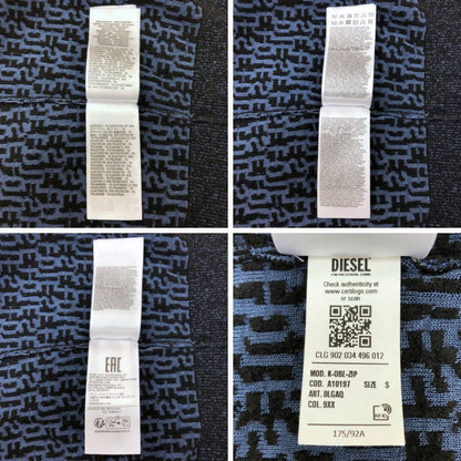 美品◆ディーゼル ニットセーター K-OBE-ZIP ジャガード 総柄 ジップ カーディガン ジャケット ネイビー メンズ サイズS DIESEL 【AFB19】