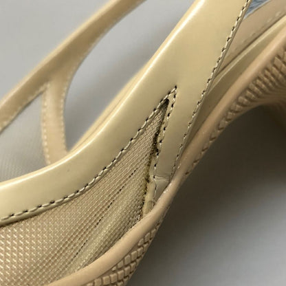 プラダ パンプス スリングバック メッシュ トライアングルロゴ ベージュ レディース サイズ37 約24.0cm【AFC31】