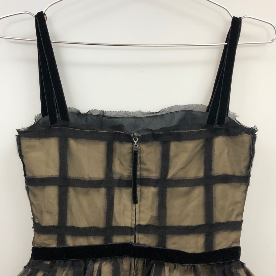 中古◆フォクシー ブティック ドレス シアー ウエストリボン シルク 33699  レディース サイズ38 ブラック FOXEY BOUTIQUE 【AFB44】