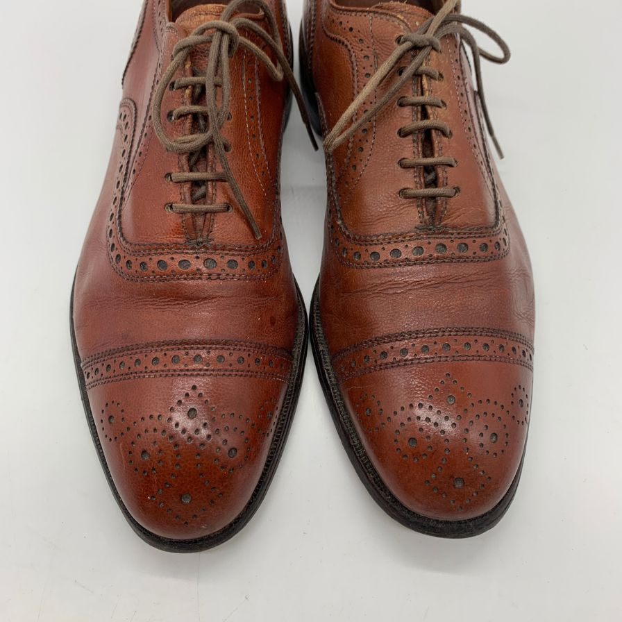 アレンエドモンズ レザーシューズ セミブローグ グレインレザー ライトブラウン メンズ サイズUS8D ALLEN EDMONDS 約26.0cm【YB6】