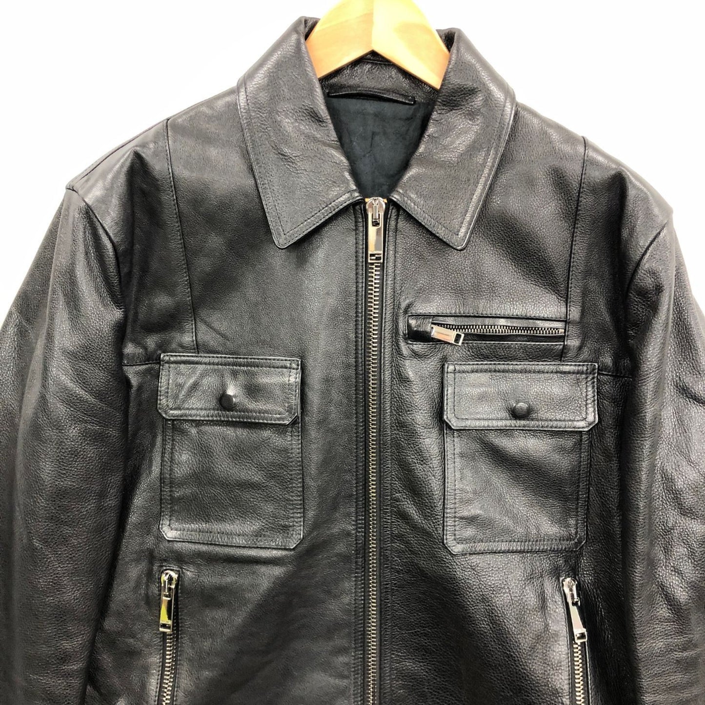 極美品◆ヴァレンティノ レザージャケット スタッズ ALWAYS ブラック カウレザー メンズ サイズI48 VALENTINO 【AFG1】