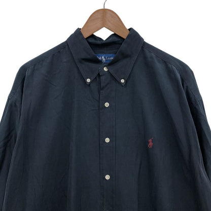 ラルフローレン ボタンダウンシャツ シルク混 ネイビー サイズXL Ralph Lauren【LA】