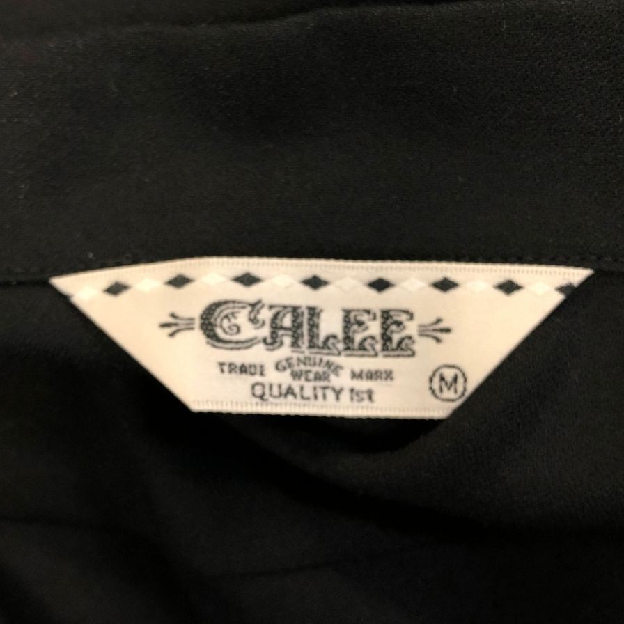美品◆キャリー シャツ 半袖 キューバシャツ メンズ ブラック サイズM CALEE 【AFB38】