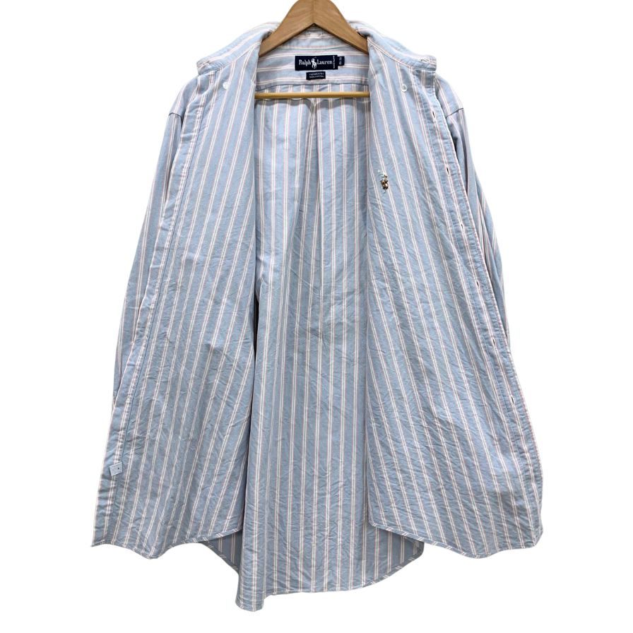 ラルフローレン 長袖シャツ ボタンダウン ストライプ ブルー系 メンズ サイズ15.5 Ralph Lauren【LA】