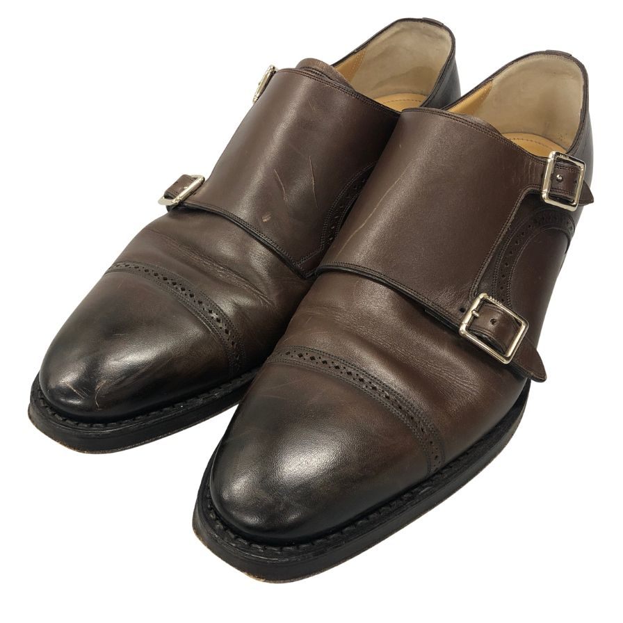 バリー ダブルモンクシューズ SCARDINO グッドイヤー製法 ダークブラウン メンズ サイズUS7 BALLY 約25.0cm【AFC36】