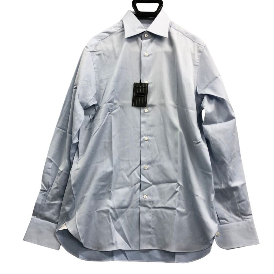 新品同様◆エルメネジルドゼニア 長袖ドレスシャツ ブルー サイズ39/15.5 メンズ Ermenegildo Zegna 【AFB33】