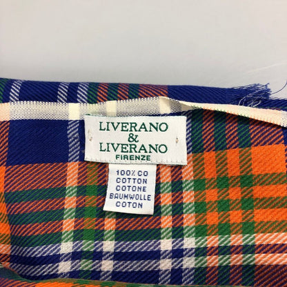 リヴェラーノ＆リヴェラーノ 大判ストール チェック コットン100% ブルー系 LIVERANO＆LIVERANO【AFI20】