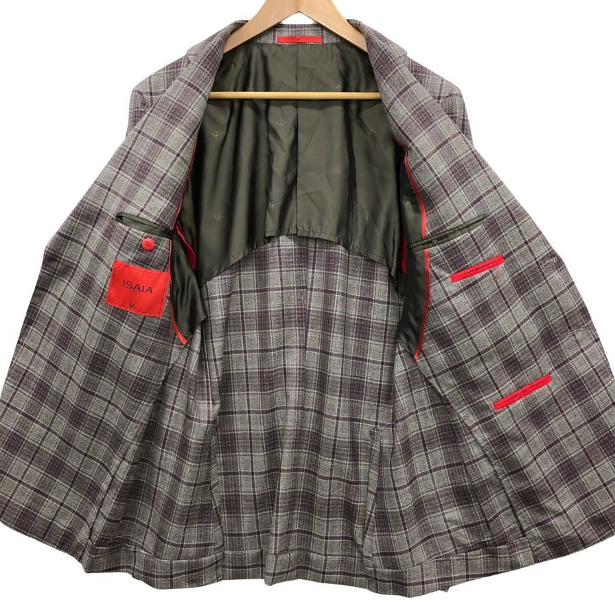 H*o様 ISAIA イザイア チェック柄ウールテーラードジャケット ネイビー H*o様 ISAIA イザイア チェック柄ウールテーラードジャケット