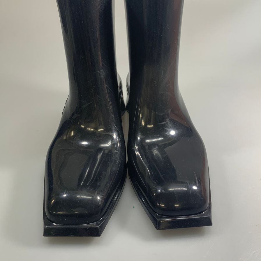 アクネストゥディオス アンクルブーツ ラバー ロゴ ブラック レディース サイズ38 AD0682 Acne Studios 約24.0cm【AFD12】