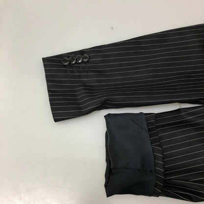 中古■エンポリオアルマーニ シングル ジャケット ジュードライン ストライプ柄 メンズ サイズ52 ブラック EMPORIO ARMANI 【AFB46】