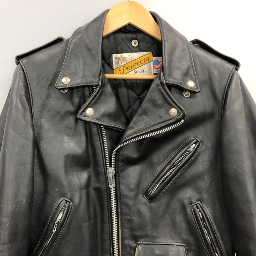 中古◆ショット レザージャケット ライダースジャケット USA製 レザー メンズ ブラック サイズ36 Schott 【AFG1】