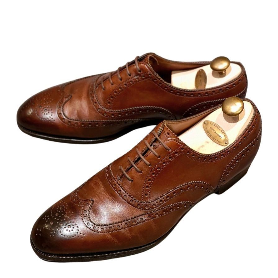 エドワードグリーン マルバーン フルブローグ 82ラスト ブラウン サイズUK8.5 EDWARD GREEN ビジネスシューズ 約27.0cm【LA】【中古】