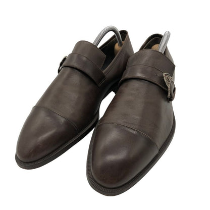 ジャンニ ヴェルサーチ クチュール レザーシューズ シングルモンク ベルト ストラップ ブラウン サイズ5.5 GIANNI VERSACE 約24.5cm【PTM3】