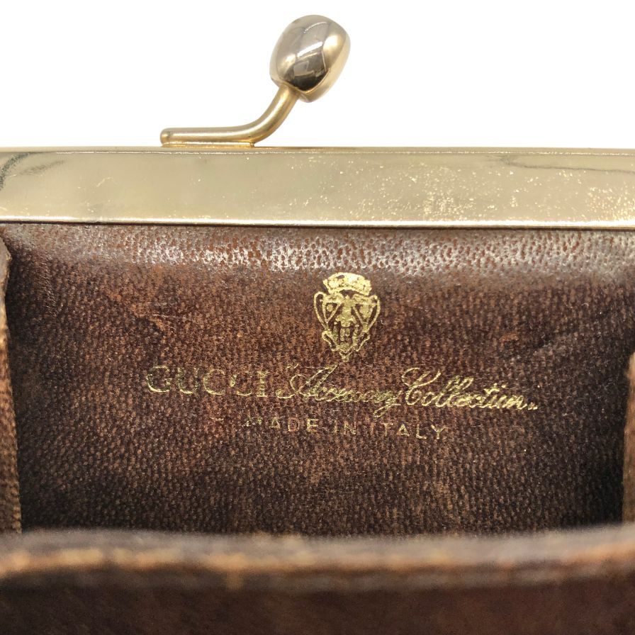 オールドグッチ シェリーライン がま口 小銭入れ ベージュ 財布 GUCCI【AFI19】