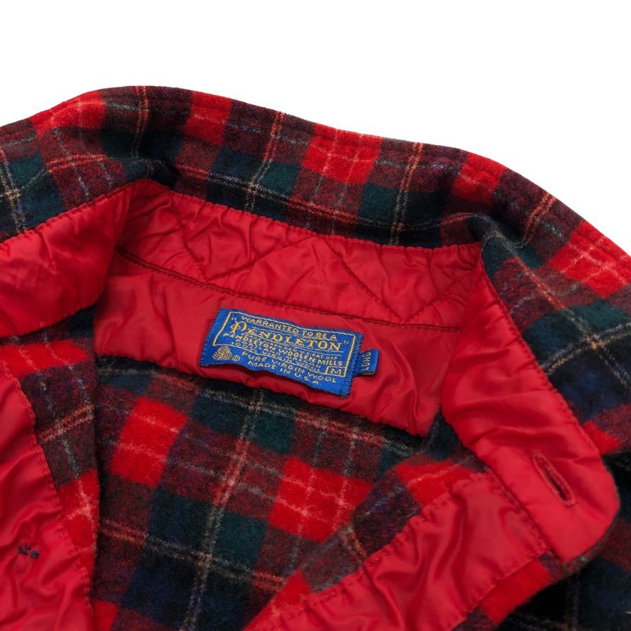 極美品◆ペンドルトン 70S チェックシャツ ウール レッド メンズ サイズM PENDLETON 【AFB11】
