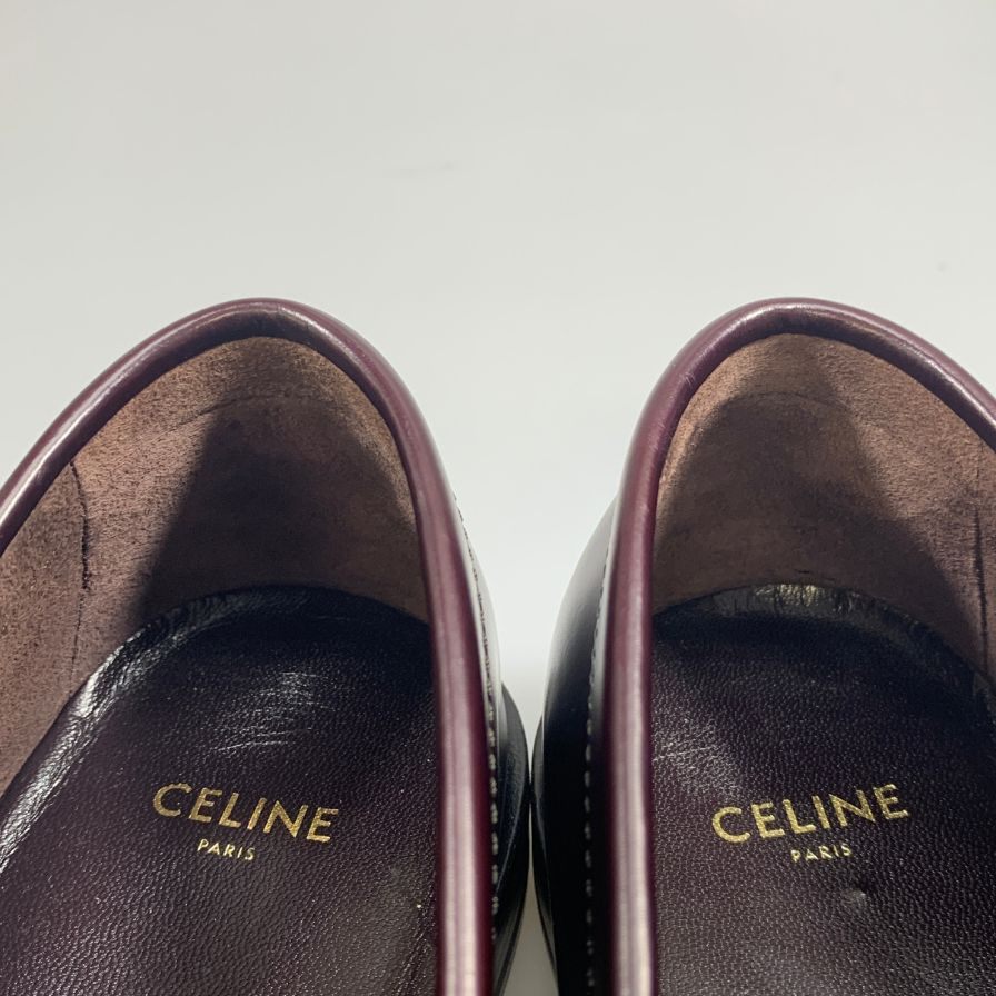 セリーヌ ローファー タッセル バーガンディ メンズ サイズ42 CELINE 約27.0cm【AFC36】
