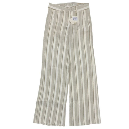 ミームバイジャブス レディース ワイドパンツ ストライプ 麻混 イタリア製 サイズ40 ベージュ meme by giab's 【AFB44】