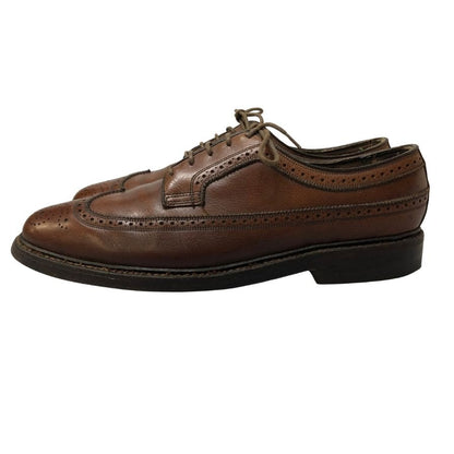 フローシャイム レザーシューズ ウイングチップ グレインレザー ブラウン メンズ サイズUS8.5C FLORSHEIM 約26.5cm【AFC6】