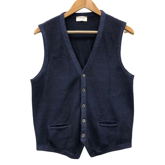 美品◆グランサッソ ヴィンテージ ベスト メンズ ネイビー サイズ48 Gran Sasso vintage 【AFB14】