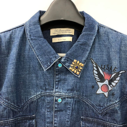極美品◆レミレリーフ デニムウエスタンシャツ ビジュー付き メンズ サイズXL REMI RELIEF 【AFB36】