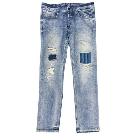 デンハム デニムパンツ W32 ダメージ加工 RAZOR SLIM FIT Candiani Denim 27170-1-11009 メンズ サイズ32 インディゴ DENHAM 【AFB31】