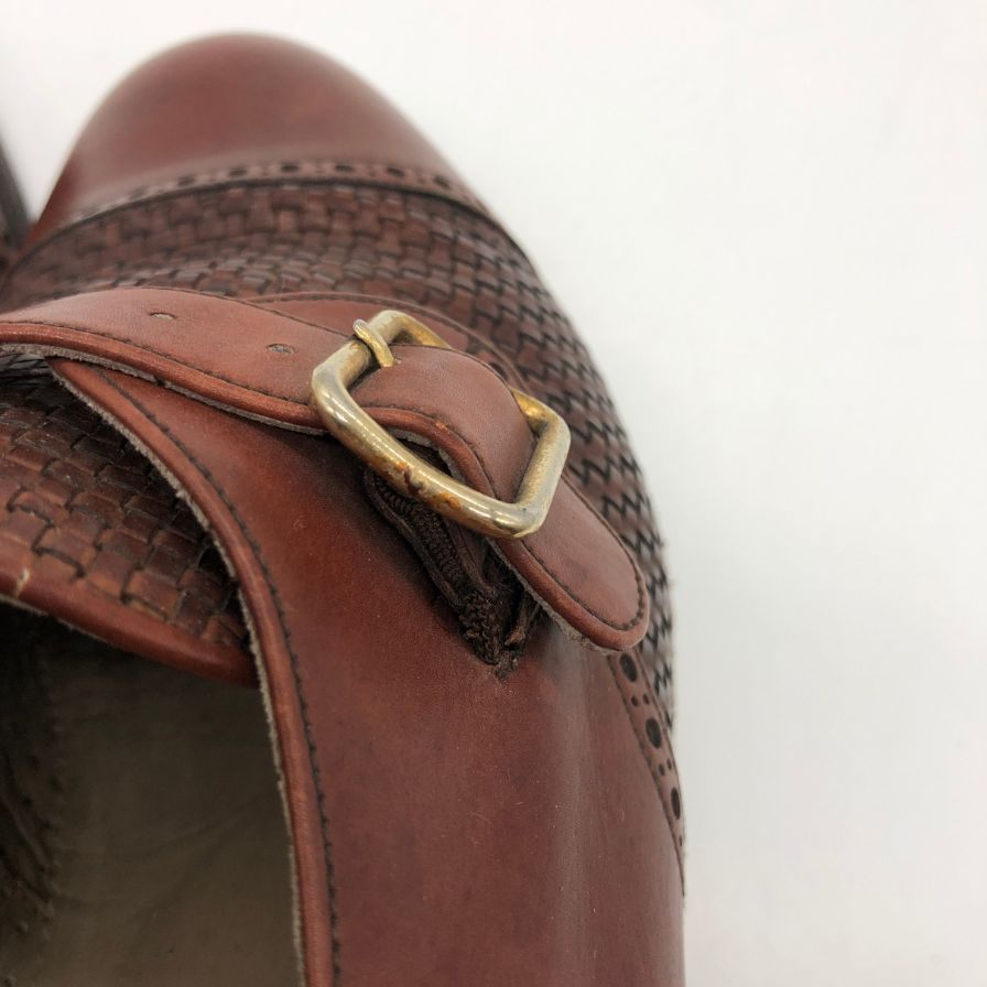 ヤンコ レザーシューズ モンクストラップ ブラウン系 メンズ サイズ7 YANKO 約25.5cm【PTM4】