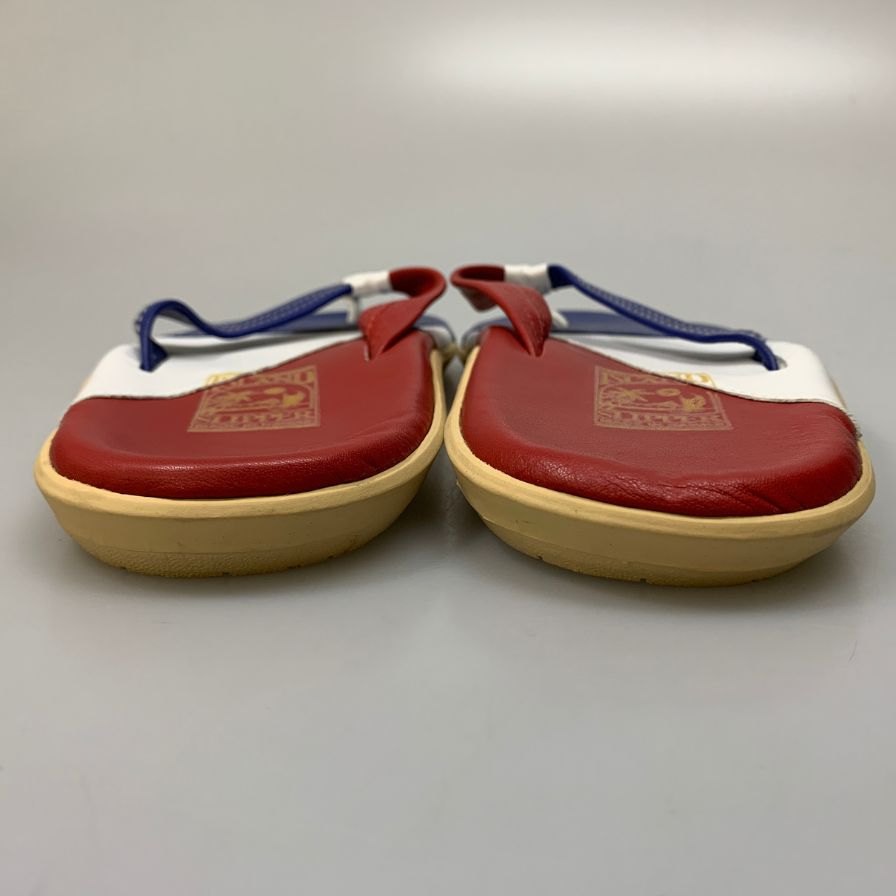 アイランドスリッパ ビーチサンダル レザー トリコロール ホワイト レッド ブルー メンズ サイズ13 ISLAND SLIPPER 約31+cm【AFC35】