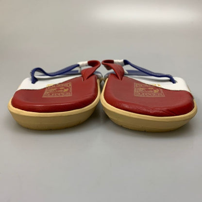 アイランドスリッパ ビーチサンダル レザー トリコロール ホワイト レッド ブルー メンズ サイズ13 ISLAND SLIPPER 約31+cm【AFC35】