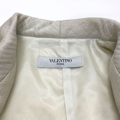 新品同様◆ヴァレンティノ ジャケット ローマ ノーカラー ウール レディース アイボリー サイズ42 VALENTINO 【AFB4】