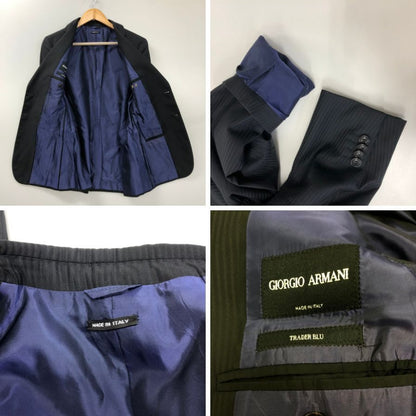 ジョルジオアルマーニ スーツ セットアップ シングル 2B ストライプ ブラック メンズ サイズ46 GIORGIO ARMANI【AFB48】