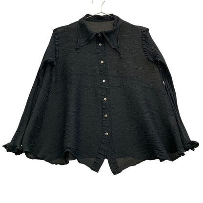 極美品◆ミー イッセイミヤケ シアーシャツ ブラック サイズフリー MI43FK171 me ISSEY MIYAKE 【AFB13】
