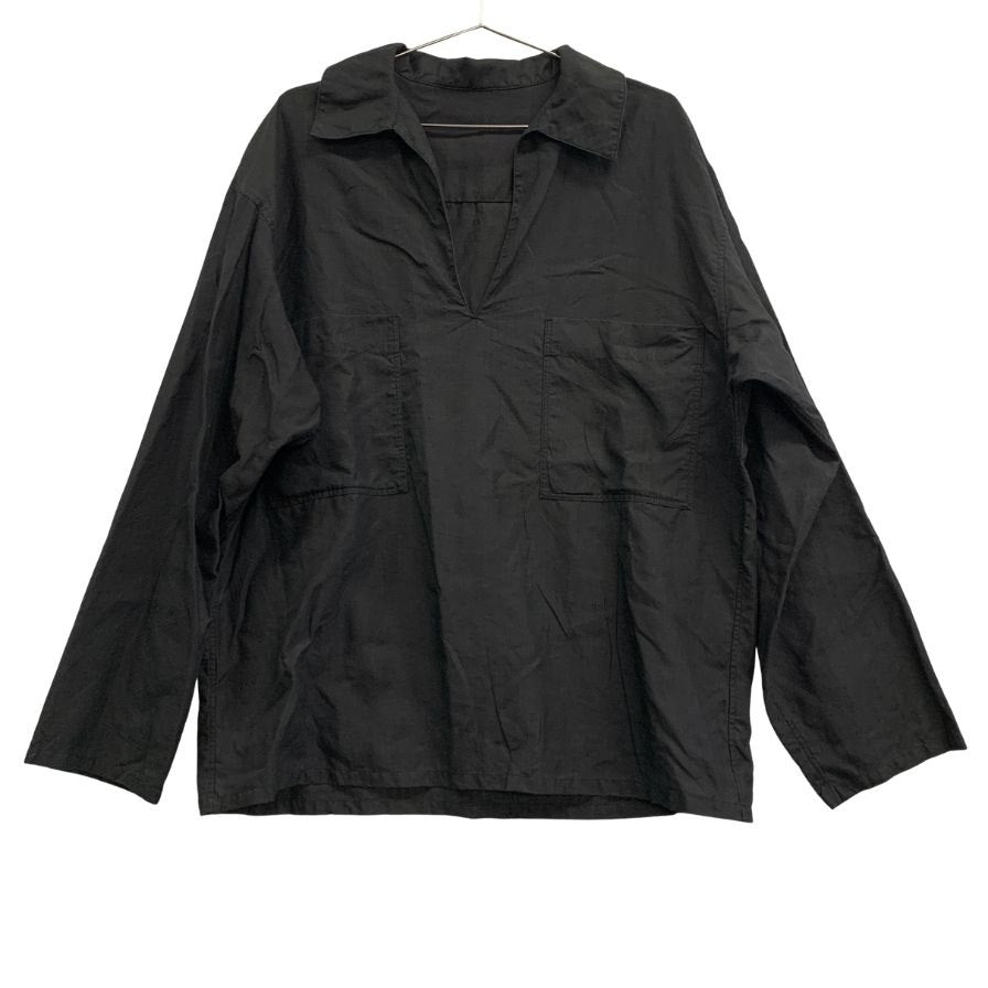 美品◆シンヤオフィシャル プルオーバー リネンシャツ ブラック メンズ サイズ3 SHINYA OFIFCIAL 【AFB35】