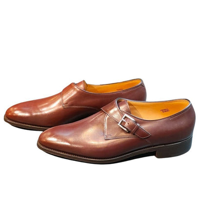 ジョンロブ レザーシューズ アシール シングルモンク ダークオーク メンズ サイズ8E JOHN LOBB ASHILL スリッポン 約27.0cm【LA】【中古】