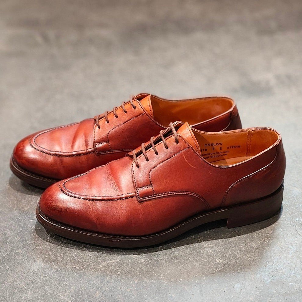 クロケット&ジョーンズ レザーシューズ オンスロー ブラウン メンズ サイズUK7E CROCKETT&JONES ONSLOW ビジネスシューズ 約25.5cm【LA】【中古】