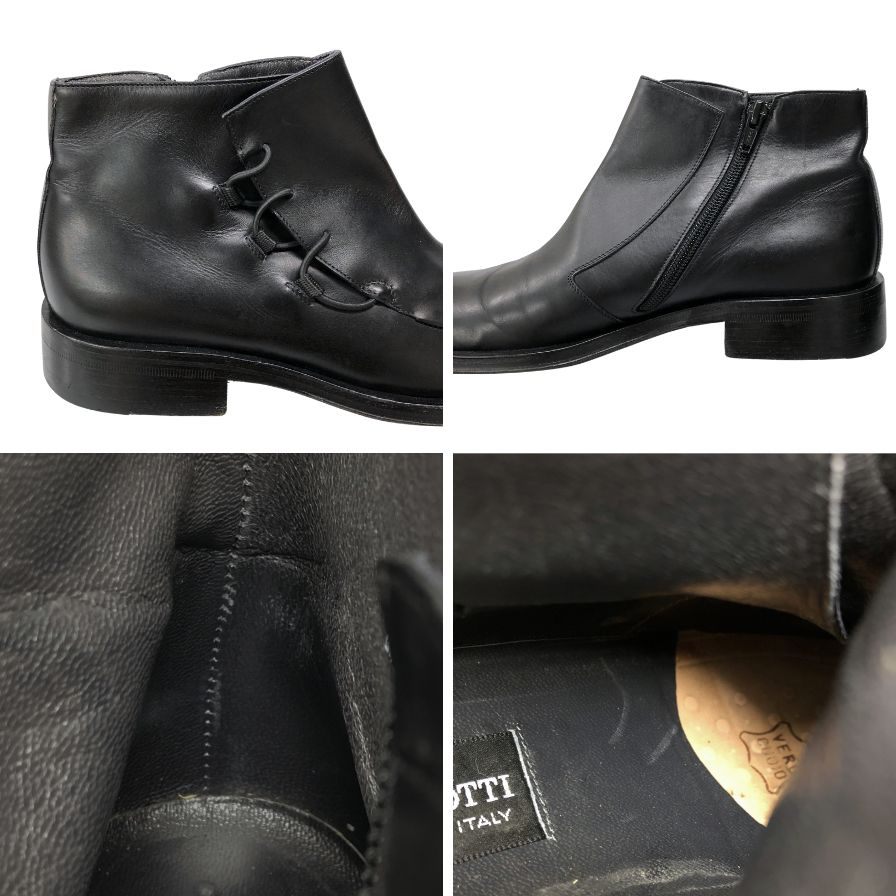 チェザーレ パチョッティ レザーブーツ サイドジップ カーフ ブラック サイズ6 CESARE PACIOTTI 約24.0cm【AFC42】
