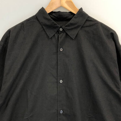 極美品◆コモリ  KHADIコットンWレイヤー コモリシャツ ブラック メンズ サイズ2 C03-02005 COMOLI 【AFB34】