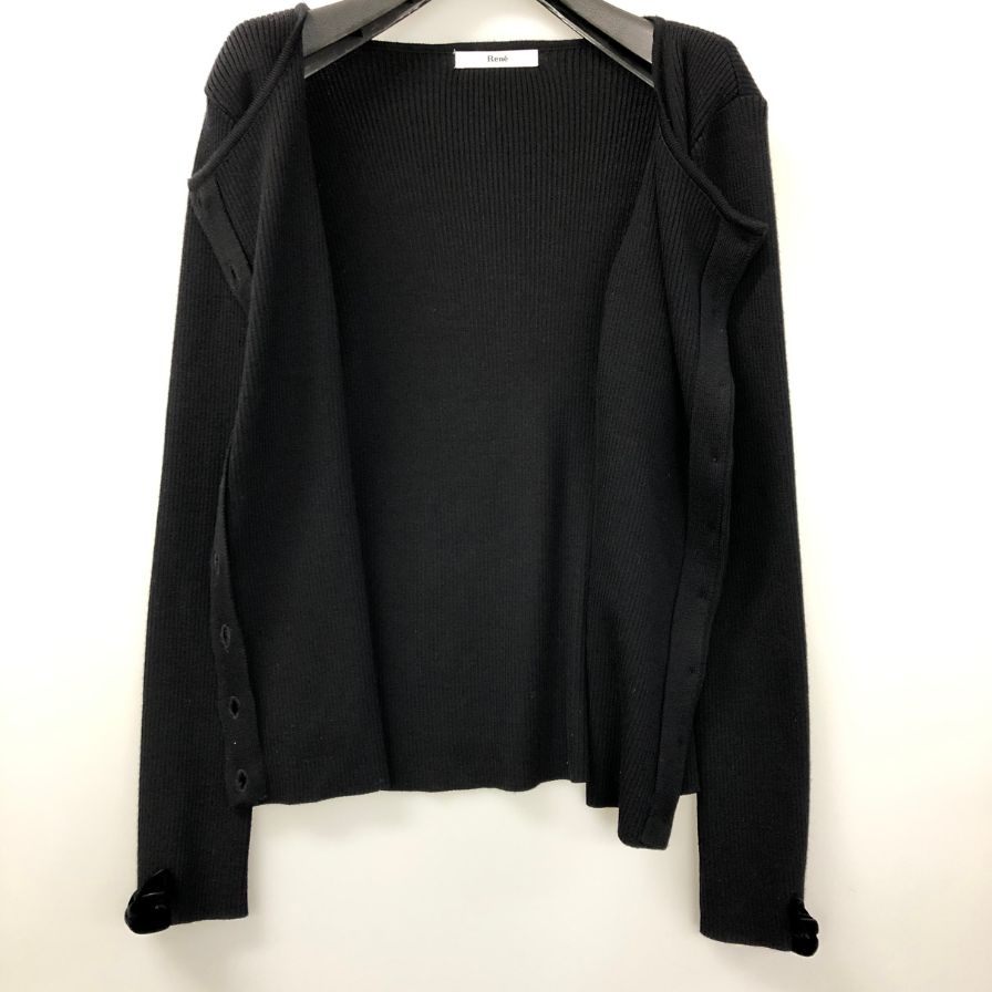 中古◆ルネ カーディガン リブ ウール ニット ブラック レディース サイズ38 Rene 【AFB4】