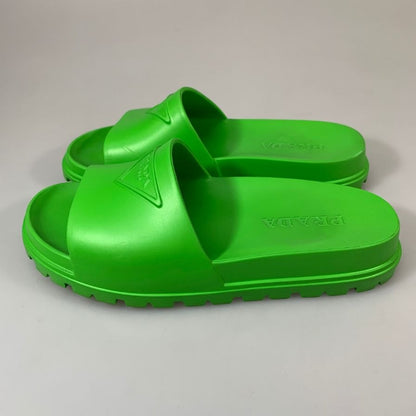 プラダ ラバー サンダル スライド グリーン 40 メンズ PRADA 約25.5cm【AFC30】