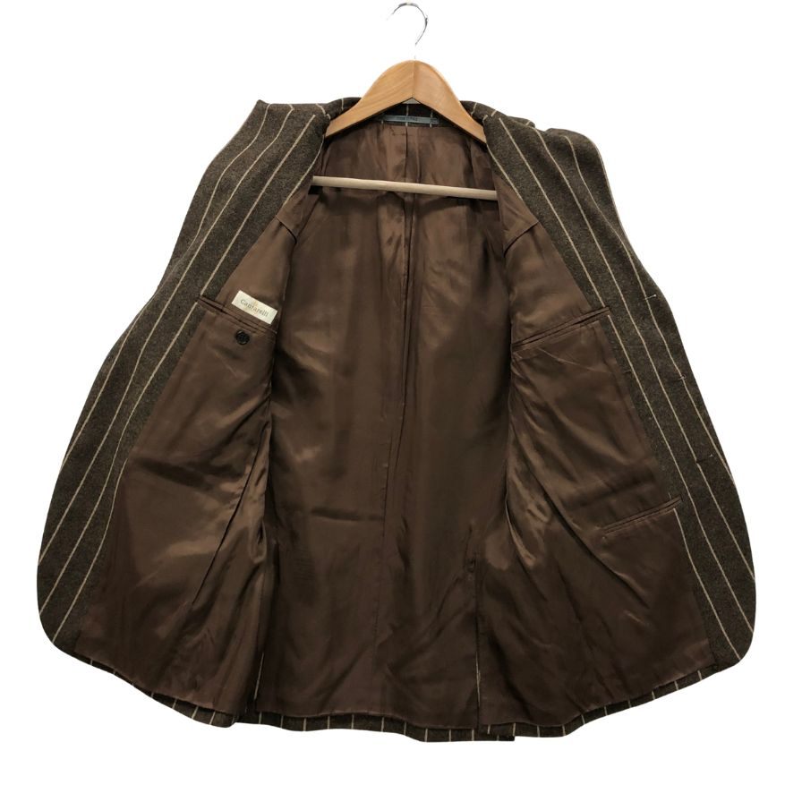 極美品◆カンタレリ テーラードジャケット 3B カシミヤ混 ストライプ サイズ48 ブラウン系 メンズ Cantarelli 【AFB45】