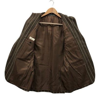 極美品◆カンタレリ テーラードジャケット 3B カシミヤ混 ストライプ サイズ48 ブラウン系 メンズ Cantarelli 【AFB45】