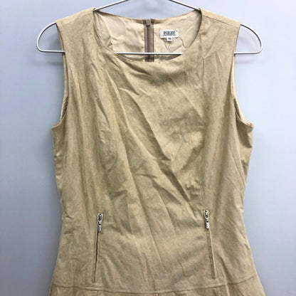 中古■フォクシー ノースリーブ 膝下ワンピース ベージュ 40サイズ フェイクレザー 18790-SOAY12 FOXEY 【AFB24】
